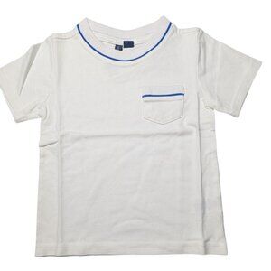 Janie and Jack White T-Shirt Boys Size 3 100% Cotton Pocket Coastal Blue NWT